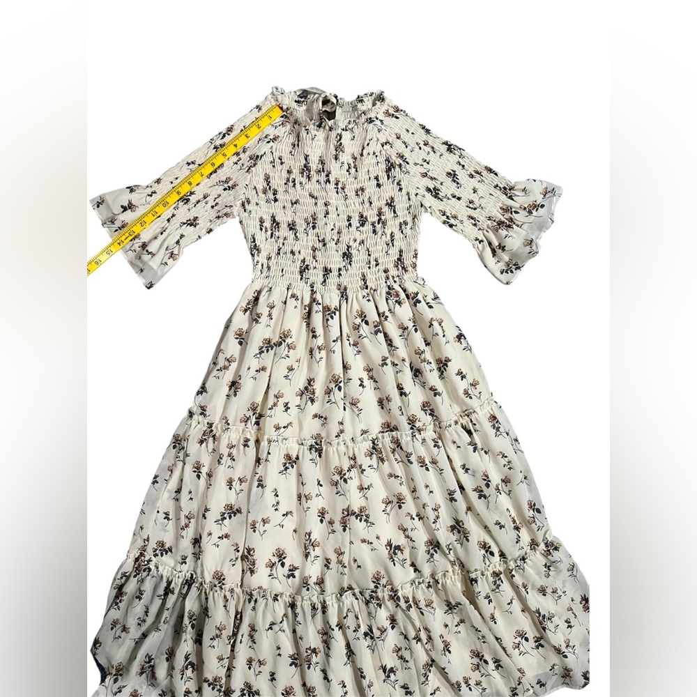 JessaKae Cream Off Shoulder Midi Puff Sleeve Sundress Size S - Picture 8 of 11